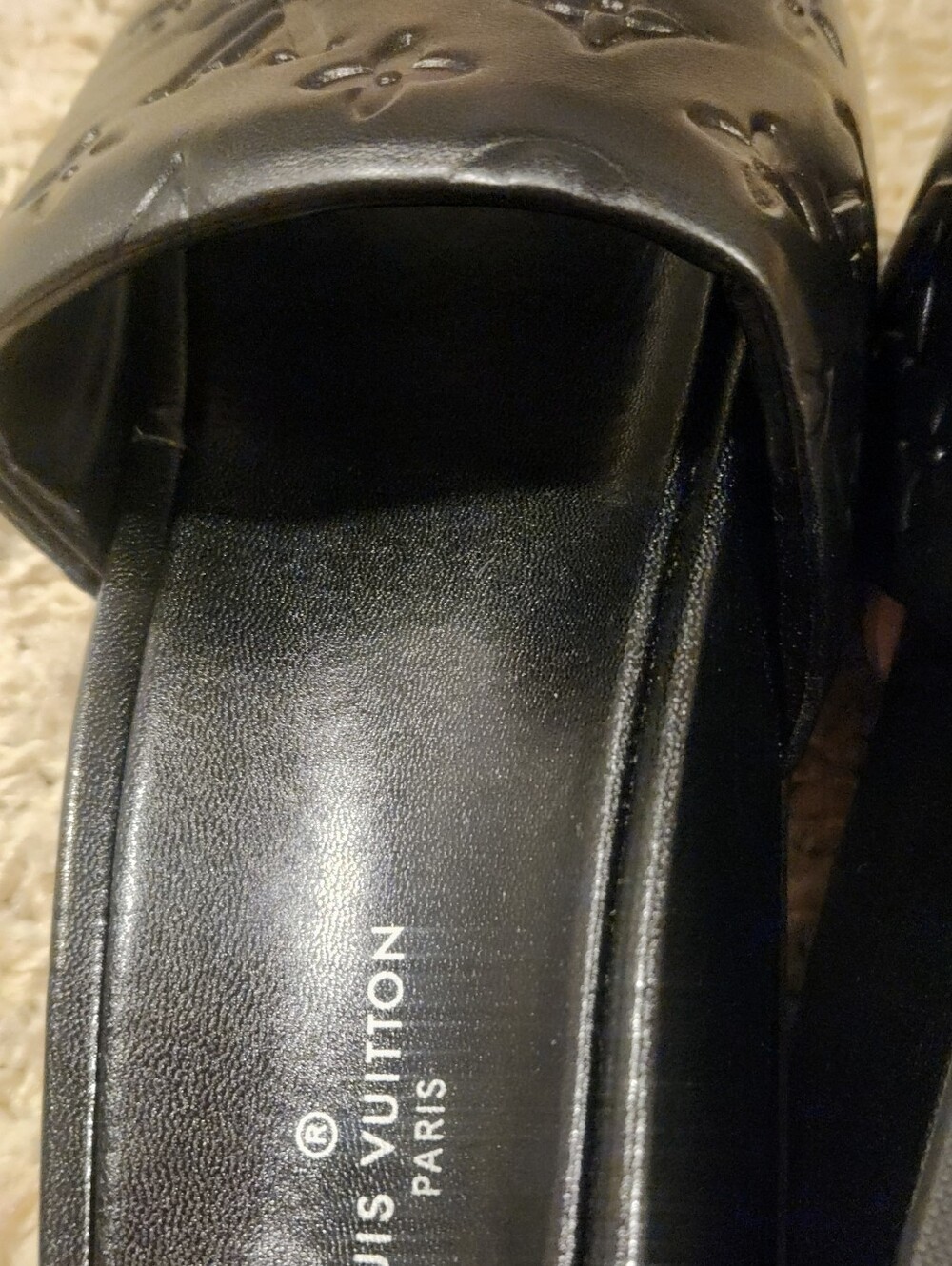 🔥 Lush BLACK 2" Raised Heel LV JVMBO FLATFORM Size 8.5 (41) DustBag💯AUTHENTIC - Picture 10 of 11